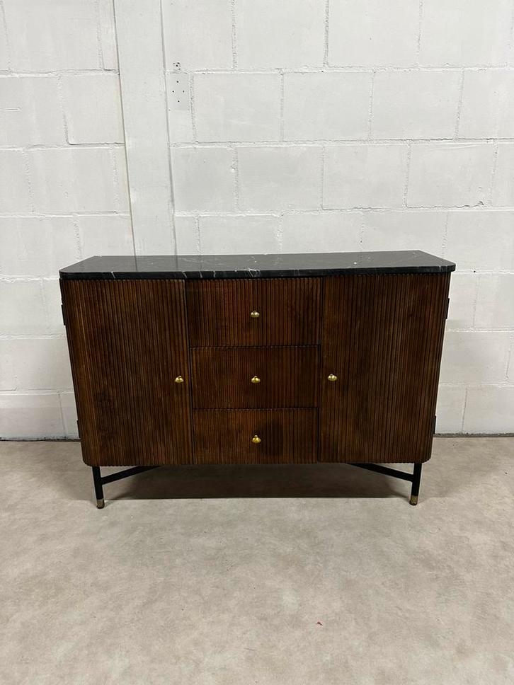 Wandkast Japandi Mangohout Marmer Dressoir, Huis en Inrichting, Kasten | Wandmeubels, Zo goed als nieuw, Minder dan 100 cm, Minder dan 150 cm