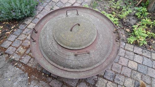 Gietijzeren grote bak bloembak kookpot houtopslag de 3 delig, Antiek en Kunst, Curiosa en Brocante, Ophalen