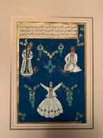 Antiek Rumi / Sufi Derwisjen origineel handgeschilderd, Antiek en Kunst, Ophalen of Verzenden