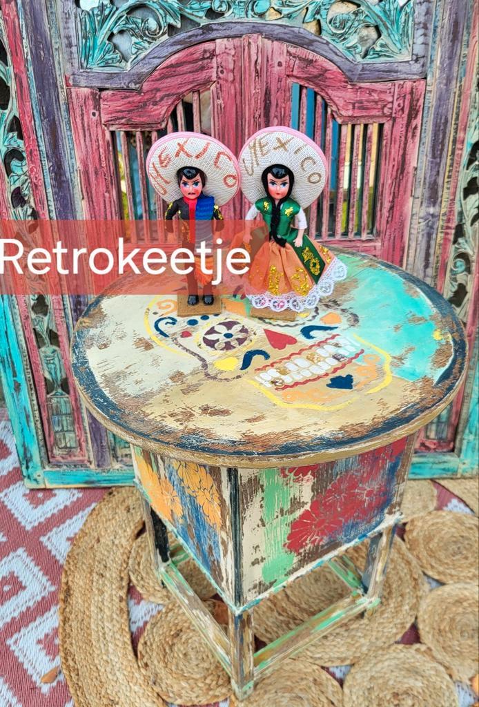 Boho/Hippie/Mexicaans/Kastje/Tafeltje/Naaitafeltje, Antiek en Kunst, Curiosa en Brocante, Ophalen of Verzenden