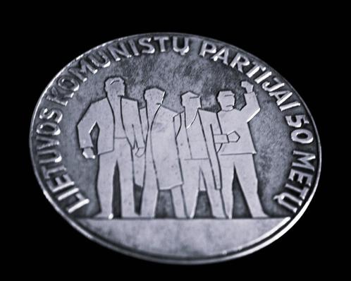 Litouwen Communistische Partij 50 jaar 1968 Brons Verzilver, Antiek en Kunst, Curiosa en Brocante, Ophalen of Verzenden