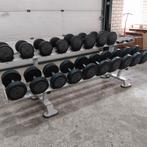 Technogym dumbells set 8 tot 28 kilo + panatta opberg rack, Sport en Fitness, Ophalen, Zo goed als nieuw, Dumbbell