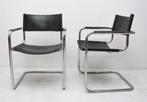 4x retro Mart Stam Breuer Bauhaus buisframe stoel zwart leer, Huis en Inrichting, Stoelen, Vinatge bauhaus design, Zwart, Ophalen of Verzenden