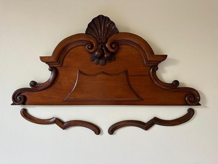 Antiek fronton mahonie houtsnijwerk 19e eeuw rococo ornament, Antiek en Kunst, Antiek | Woonaccessoires, Ophalen of Verzenden