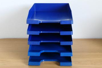 5 stuks bureau-opbergbakjes A4 blauw beschikbaar voor biedingen