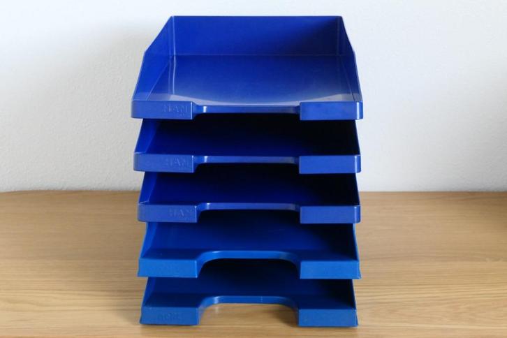 5 stuks bureau-opbergbakjes A4 blauw, Diversen, Bureau-accessoires, Zo goed als nieuw, Ophalen of Verzenden