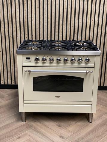 Boretti Crème 90cm Gas 6 pits + Multifunctionele Oven