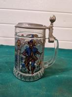 glazen bierpul duits vintage riddermotieven, Ophalen of Verzenden