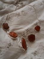 925 ketting met Lace Agaat nieuw 52 cm lang, Sieraden, Tassen en Uiterlijk, Kettingen, Nieuw, Oranje, Met edelsteen, Zilver