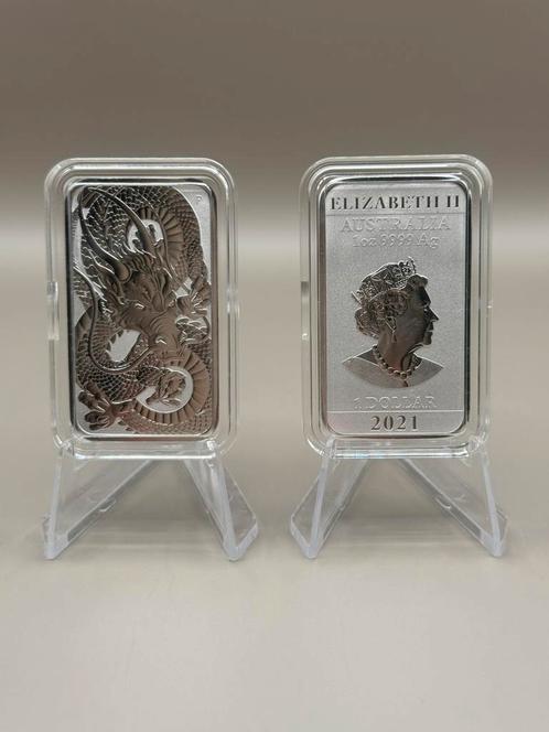Zilver muntbaar, Perth Mint - Rectangle Dragon 2021, Postzegels en Munten, Edelmetalen en Baren, Zilver, Ophalen of Verzenden