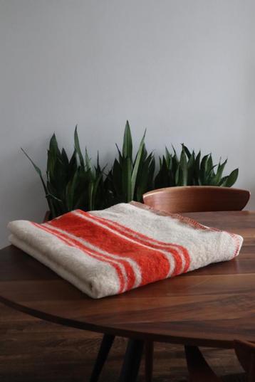 Vintage beige/oranje wollen kleed / mid century retro 60 70 beschikbaar voor biedingen