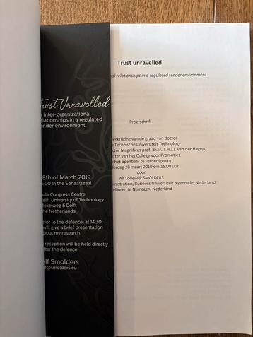 Trust Unravelled - Proefschrift Alf Smolders beschikbaar voor biedingen
