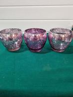 Waxcinehouders roze glas glanzend, Ophalen of Verzenden, 'T Olde Gre-j, Info@toldegrej.nl, Endepoelstraat 20f Didam