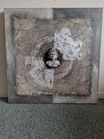 Olieverf Schilderij Boeddha Kop - 80x80cm, Ophalen