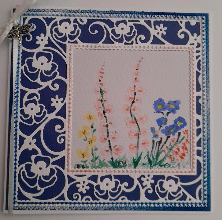 Bloemen geschilderd met aquarel verf, Hobby en Vrije tijd, Kaarten | Zelfgemaakt, Zo goed als nieuw, Ophalen of Verzenden