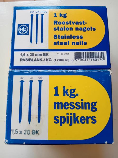 messing nagels r.v.s. spijkers koploze nagels stalen nagels, Doe-het-zelf en Verbouw, Plinten en Afwerking, Nieuw, Overige typen