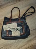 Handtas schoudertas uil zwart leer, Ophalen of Verzenden, Gebruikt, Zwart, Handtas