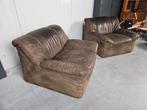 Vintage Musterring fauteuils, leer, stukprijs, Huis en Inrichting, Fauteuils, Gebruikt, Vintage, Ophalen of Verzenden, 75 tot 100 cm