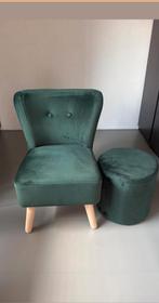 Groene Fauteuil met Poef - Zo Goed Als Nieuw!, Huis en Inrichting, Fauteuils, Ophalen, Hout, Minder dan 75 cm, Scandinavisch