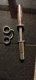 2x olympische dumbell stangen met sluiters, Sport en Fitness, Ophalen, Zo goed als nieuw, Metaal