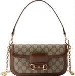 Gucci schoudertas | kleuren: beige bruin en beige zwart., Verzenden, Zo goed als nieuw, Wit