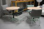2 x hippe ronde eettafel + 4 eetkamerstoelen Jess Design, Ophalen, Overige kleuren, Leer, Zo goed als nieuw