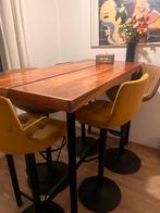 Bartafel met 5 krukken - Hoge tafel set, Huis en Inrichting, Tafels | Statafels, Ophalen, In hoogte verstelbaar, Zo goed als nieuw