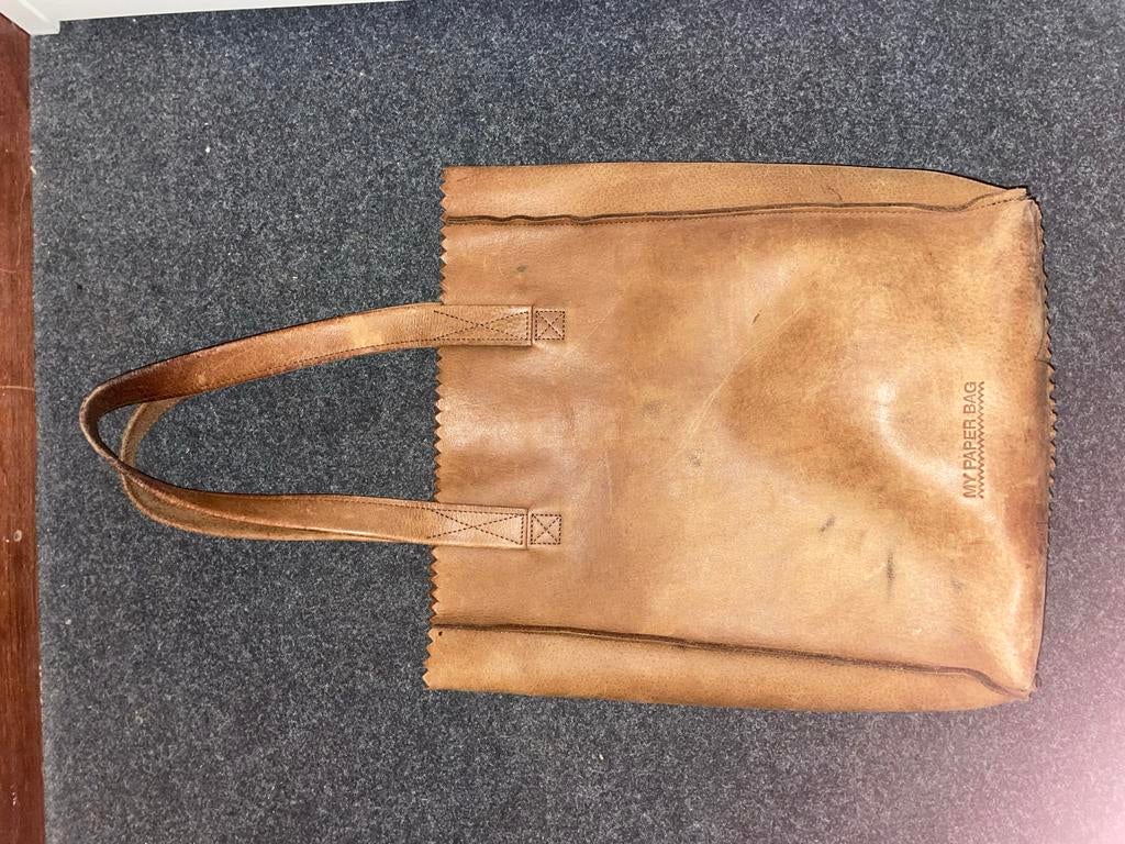 Leren Paperbag Schoudertas, Ophalen of Verzenden, Gebruikt, Bruin, Schoudertasje