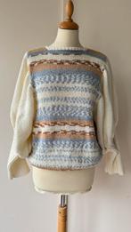 Vintage gebreide trui 34 36 s xs creme blauw beige bruin, Geen, Ophalen of Verzenden, Zo goed als nieuw, Vintage