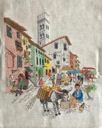 Borduurwerk, zijde, dorpje, zuid europa, vintage, Ophalen, Gebruikt, Handborduren, Overige typen