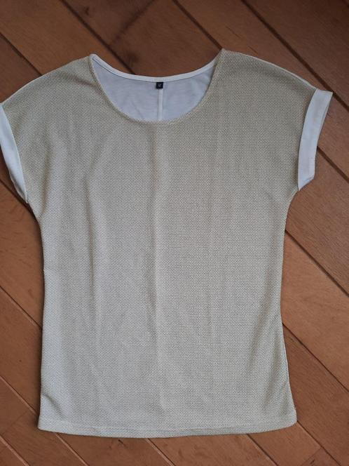 T- shirt korte mouw ecru goud maat M, Kleding | Dames, T-shirts, Zo goed als nieuw, Maat 38/40 (M), Beige, Korte mouw, Ophalen of Verzenden