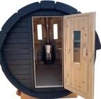 Barrelsauna Zwart I  brede banken I incl. Kachel I Laatste!, Sport en Fitness, Nieuw, Complete sauna, Ophalen, Fins of Traditioneel