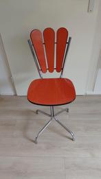 Vintage Oranje Stoel met Chromen Onderstel, Huis en Inrichting, Stoelen, Ophalen, Gebruikt, Overige kleuren, Eén