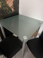 Compacte eethoek met glazen tafel en stoelen, Huis en Inrichting, Tafels | Eettafels, Ophalen, 50 tot 100 cm, Vierkant, Tot twee personen