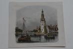 Amsterdam Montelbaanstoren Oude Schans Staalgravure G25, Antiek en Kunst, Kunst | Etsen en Gravures, Verzenden