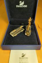 Swarovski dwarsfluit in kist en cello met standaard, Verzamelen, Swarovski, Ophalen, Zo goed als nieuw, Figuurtje