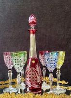 Val Saint Lambert glazen met karaf en dienblad, Antiek en Kunst, Antiek | Glas en Kristal, Ophalen