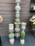 Brocante Kandelaars Set - Vintage Landelijk, Ophalen, Keramiek of Aardewerk