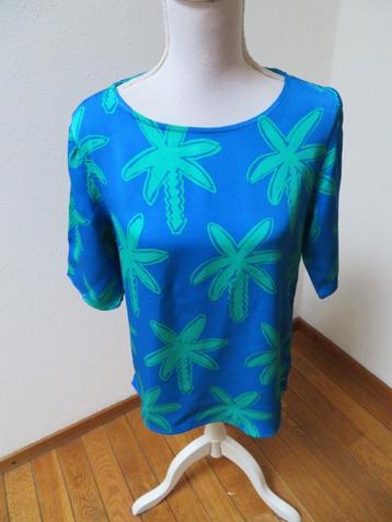 L48 FABIENNE CHAPOT blouse shirt blauw groen M 38/40	 beschikbaar voor biedingen