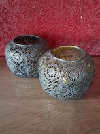 Mooie 2 oud goudkleurig windlichten. Per stuk:, Ophalen of Verzenden, Zo goed als nieuw, Metaal, Minder dan 25 cm