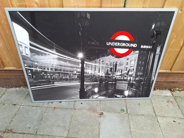 grote foto London Underground, Huis en Inrichting, Woonaccessoires | Schilderijen, Tekeningen en Foto's, Zo goed als nieuw, Schilderij