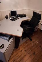 Hoekbureau in hoogte verstelbaar + archief kasje, Huis en Inrichting, Bureaus, Ophalen, In hoogte verstelbaar, Gebruikt