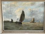 oud antiek olieverf schilderij zeil schepen Tjalk zuiderzee, Antiek en Kunst, Kunst | Schilderijen | Klassiek, Ophalen of Verzenden