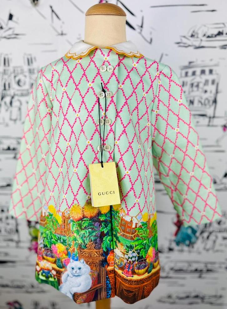 Gucci cat print mantel jas meisje maat 95-105 cm NIEUW, Kinderen en Baby's, Kinderkleding | Maat 98, Nieuw, Meisje, Jas, Verzenden