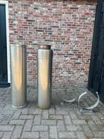 Dubbelwandige RVS kachelpijp + 2 bevestiging beugels, Ophalen, Houtkachel, Zo goed als nieuw, Inbouw