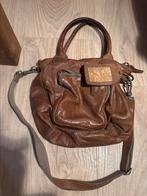 Bruine leren handtas met schouderband, Sieraden, Tassen en Uiterlijk, Tassen | Damestassen, Ophalen, Gebruikt, Bruin, Handtas