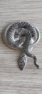 Vintage Broche SLANG Verzilverd Metaal., Overige materialen, 4 tot 7 cm, Ophalen of Verzenden, Zo goed als nieuw