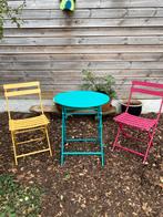 Bistroset gekleurd metaal merk Hespéride, Tuin en Terras, Ophalen, Gebruikt, Overige materialen, 2 zitplaatsen