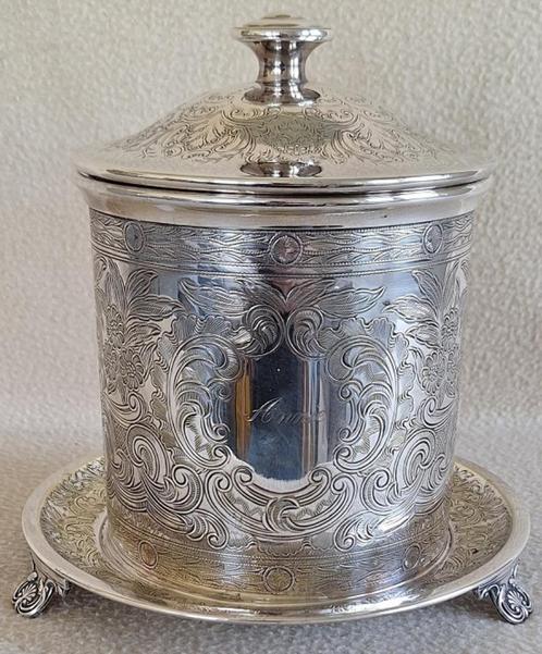 Prachtige koekjespot Ellis Barker 1e helft 20e eeuw., Antiek en Kunst, Antiek | Goud en Zilver, Zilver, Ophalen of Verzenden