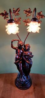 mooie lamp met houtsnijwerk, Antiek en Kunst, Antiek | Lampen, Ophalen of Verzenden